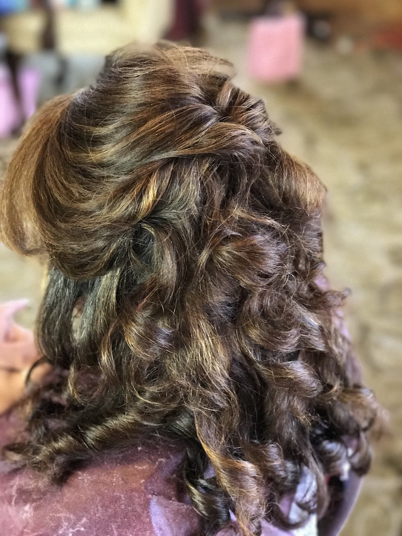 Picture of wedding updo half up half down curled